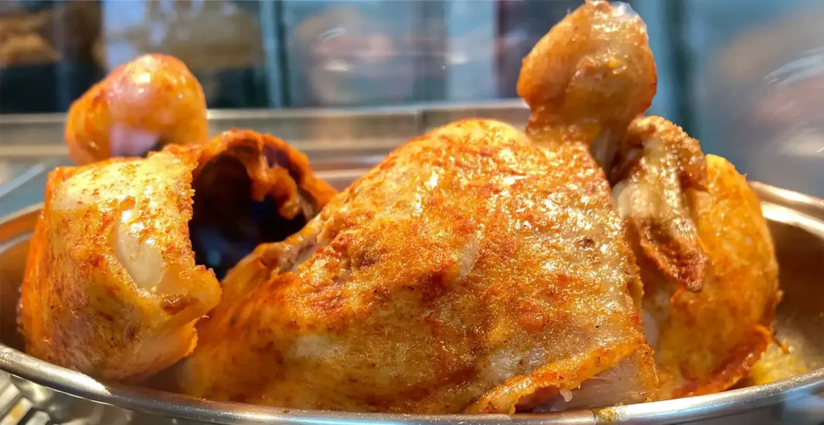 Freshly cooked roast chicken